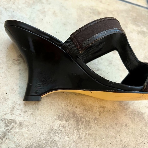 FRANCO SARTO Viper Dark Brown, Wedge Heel Slide Sandal, With 3 Inch Heel. - Picture 5 of 6
